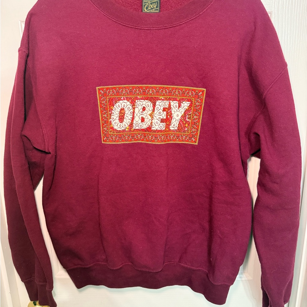 Obey Maroon Crewneck Sweater